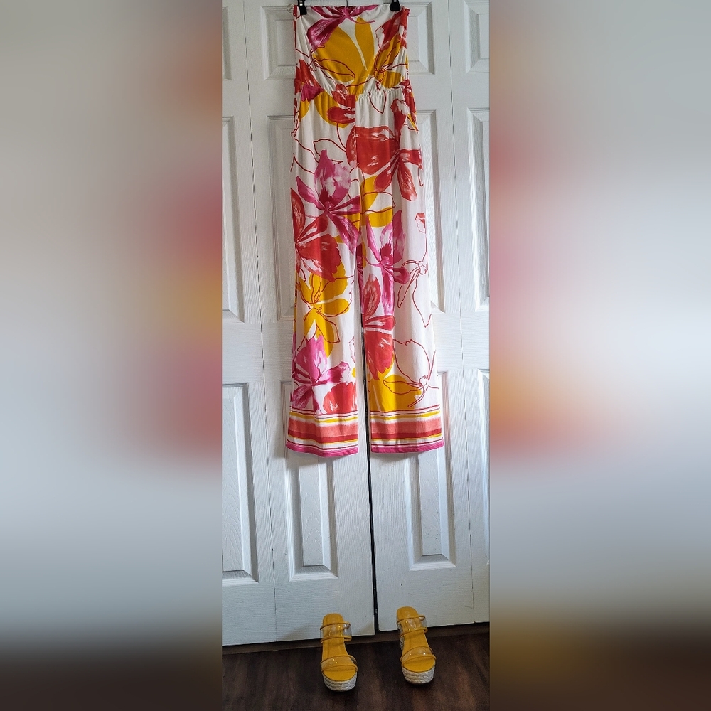 NWOT Sieversute Women's Strapless Floral Jumpsuit, Sz.L.